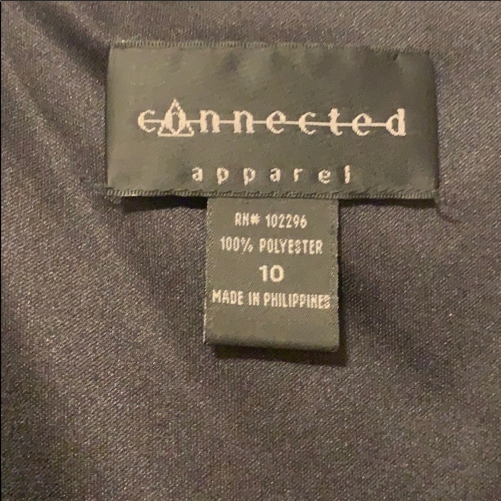 Connected Apparel Black Midi Dress Sz 10 Sleeveless VNeck Tiered Chiffon Classic - Picture 5 of 6